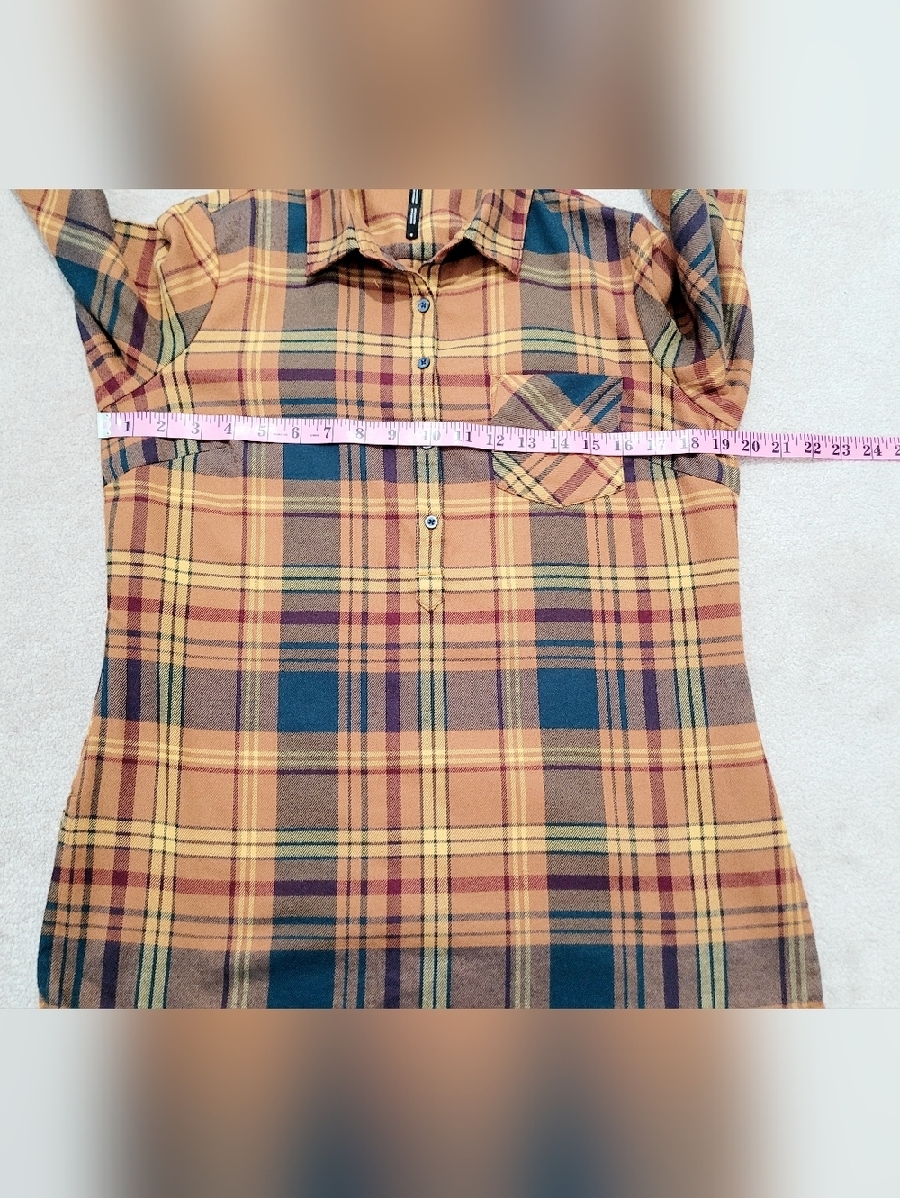 KÜHL Flannel Shirt Womens Small Orange Plaid Long Sleeve Button Up Outdoor Hikin - Picture 11 of 16
